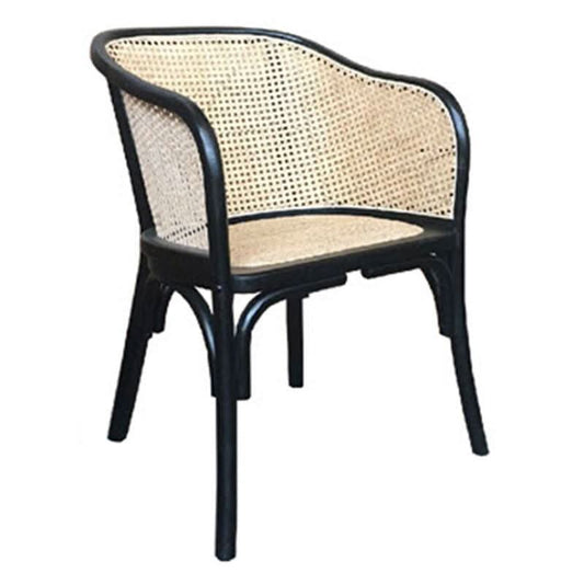 Belvil Recycled Elm & Rattan Hampton Style Tub Chair in Black - Chocolate Wood