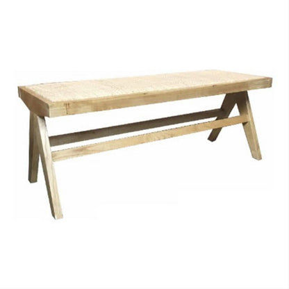 BELVIL WOODEN/ RATTAN HAMPTON CONTEMPORARY BENCH IN NATURAL