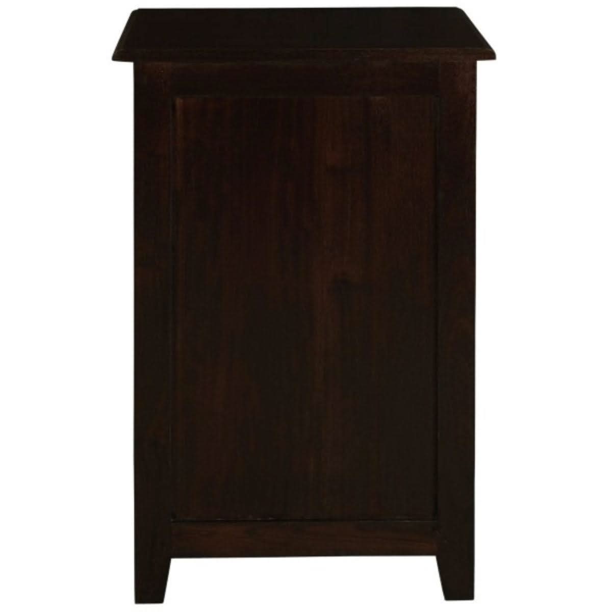 Benedict solid mahogany timber bedside table with one drawer and shelf in chocolate finish by MyChocolateWood