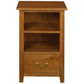 Benedict solid mahogany timber bedside table by MyChocolateWood with one drawer and shelf in light pecan finish