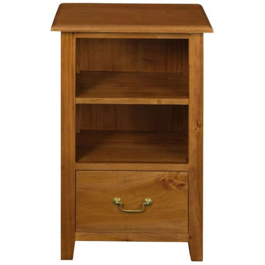BENEDICT SOLID MAHOGANY TIMBER BEDSIDE TABLE WITH 1 DRAWER & 1 SHELF IN LIGHT PECAN - MyChocolateWood