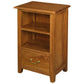 Benedict solid mahogany timber bedside table with one drawer and shelf in light pecan finish by MyChocolateWood.