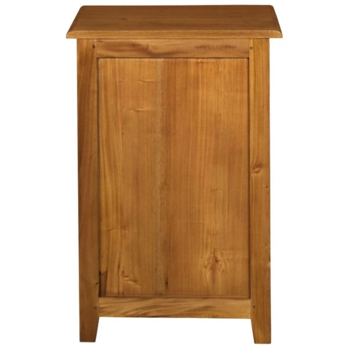 Benedict solid mahogany timber bedside table with one drawer and shelf in light pecan finish by MyChocolateWood