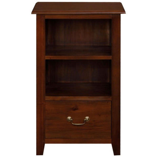 BENEDICT SOLID MAHOGANY TIMBER BEDSIDE TABLE WITH 1 DRAWER & 1 SHELF IN MAHOGANY - MyChocolateWood