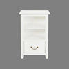 White Benedict solid mahogany timber bedside table with one drawer and shelf by Chocolate Wood.