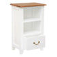 BENEDICT SOLID MAHOGANY TIMBER BEDSIDE TABLE WITH 1 DRAWER & 1 SHELF - WHITE BODY/CARAMEL TOP - MyChocolateWood