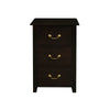 Benedict solid mahogany timber bedside table with three drawers in chocolate finish, crafted by Chocolate Wood.