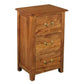 BENEDICT SOLID MAHOGANY TIMBER BEDSIDE TABLE WITH 3 DRAWERS IN LIGHT PECAN - MyChocolateWood