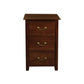 Solid mahogany Benedict bedside table with three drawers, crafted by MyChocolateWood, in rich mahogany color.