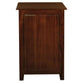 Benedict solid mahogany timber bedside table with three drawers in rich mahogany color, featuring a sturdy design and elegant finish.
