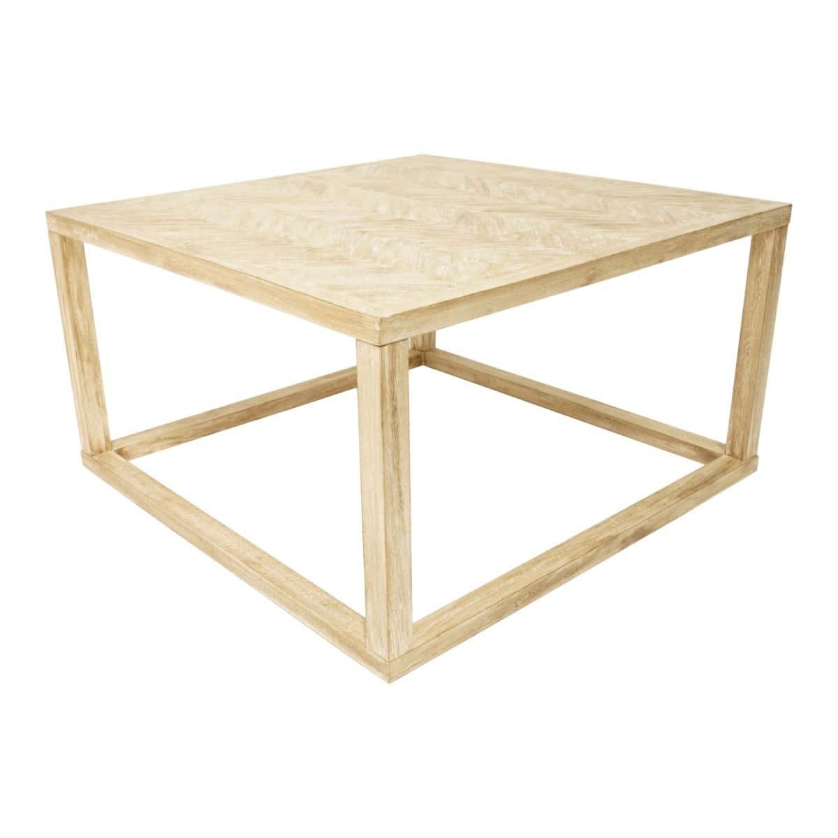 BENJI WHITE WASH SQUARE COFFEE TABLE IN MINDI WOOD - MyChocolateWood