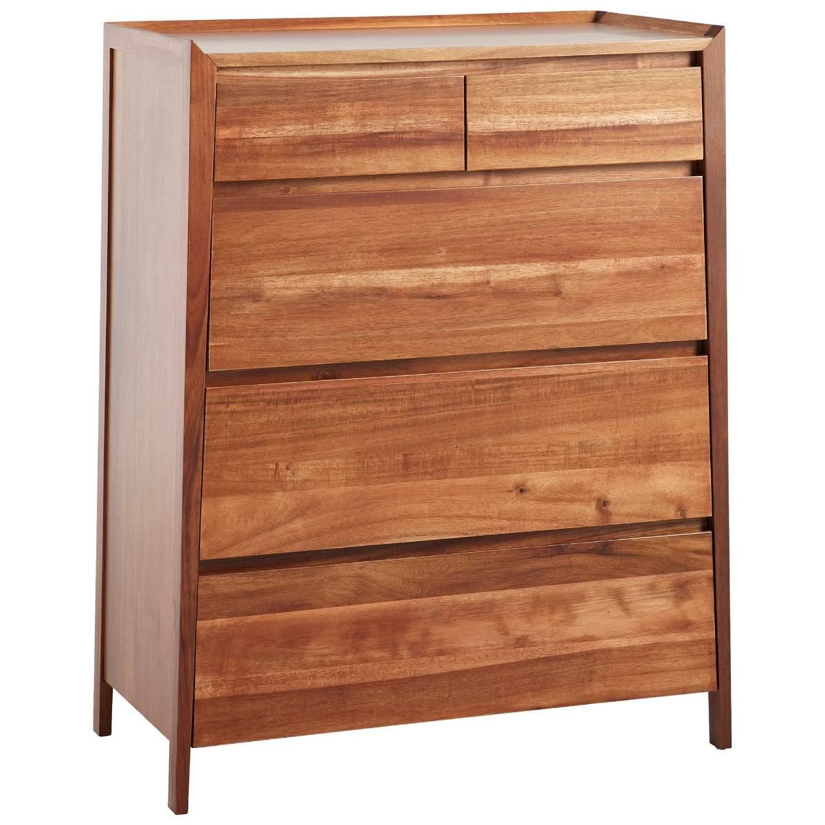 BENTLEIGH 5 DRAWER TALLBOY/5-DRAWER CHEST OF DRAWERS IN BLACKWOOD TIMBER