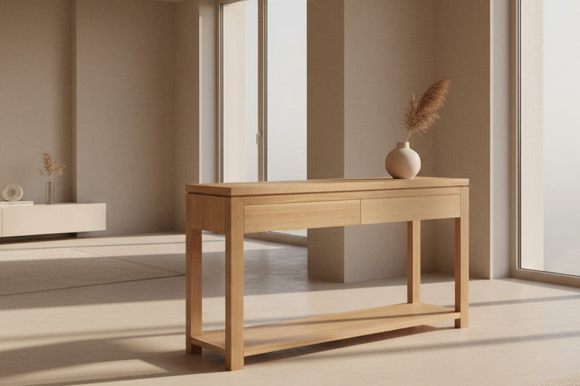 BERKLEY TASSIE OAK CONSOLE TABLE WITH 2 DRAWERS CUSTOM MADE IN AUSTRALIA - MyChocolateWood