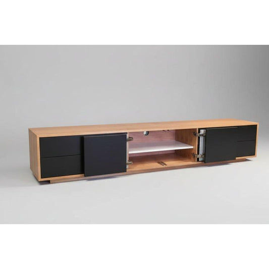 BERLIN SOLID AMERICAN OAK 4 DRAWER / 2 DOOR TV ENTERTAINMENT UNIT - MyChocolateWood