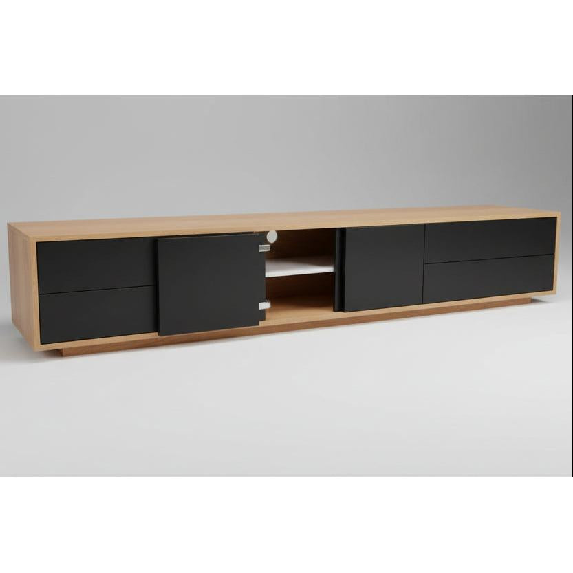 BERLIN SOLID AMERICAN OAK 4 DRAWER / 2 DOOR TV ENTERTAINMENT UNIT - MyChocolateWood