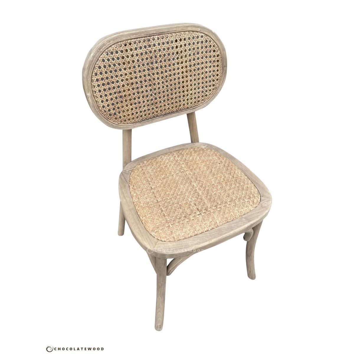 BERMUDA GREY HAMPTON STYLE RATTAN DINING CHAIR - MyChocolateWood