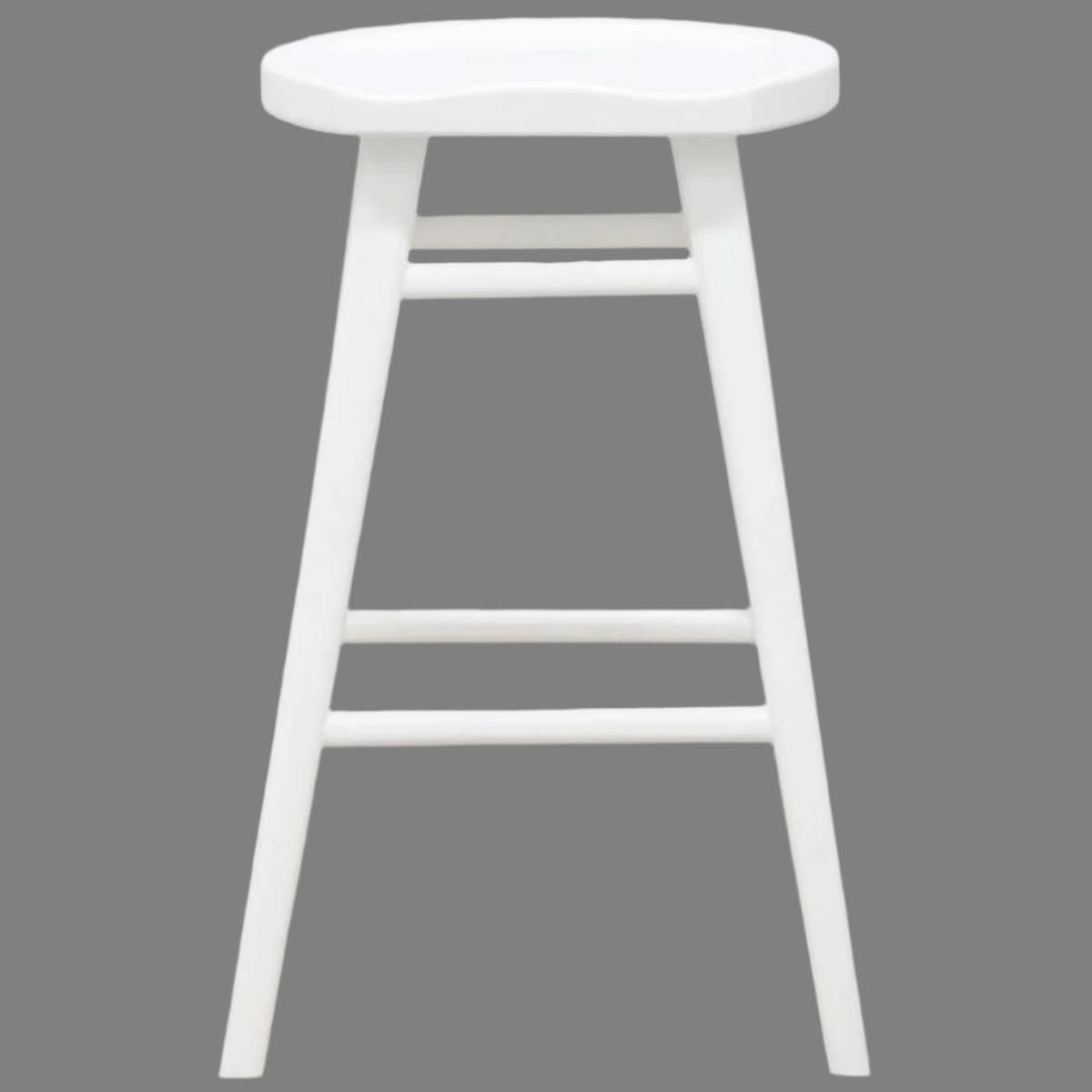 Berona Solid Mahogany Counter Stool in White - Chocolate Wood
