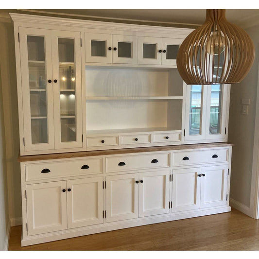 BERTRAM 5 PIECE BUFFET & HUTCH CUSTOM MADE TO ORDER WHITE PAINTED MDF & TASSIE OAK