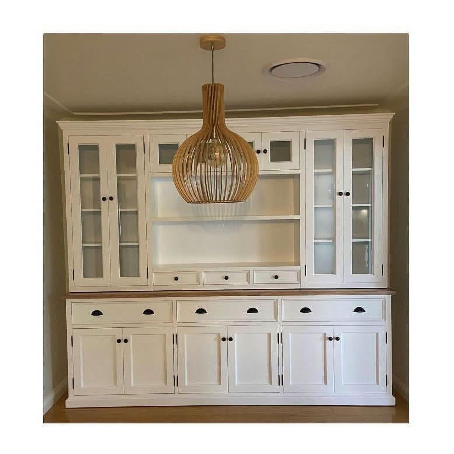 BERTRAM 5 PIECE BUFFET & HUTCH CUSTOM MADE TO ORDER WHITE PAINTED MDF & TASSIE OAK