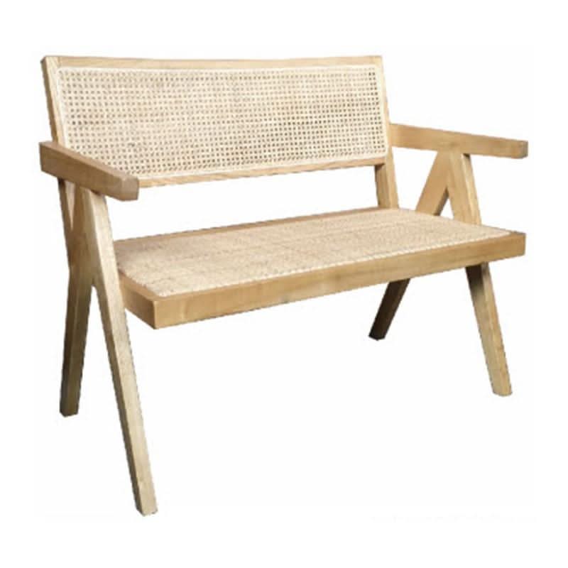 BEVERLY WOODEN/ RATTAN HAMPTON CASUAL BENCH IN NATURAL - MyChocolateWood