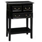 Birkdale Solid Mahogany 3-Drawer Side Table with Shelf in Black - Chocolate Wood