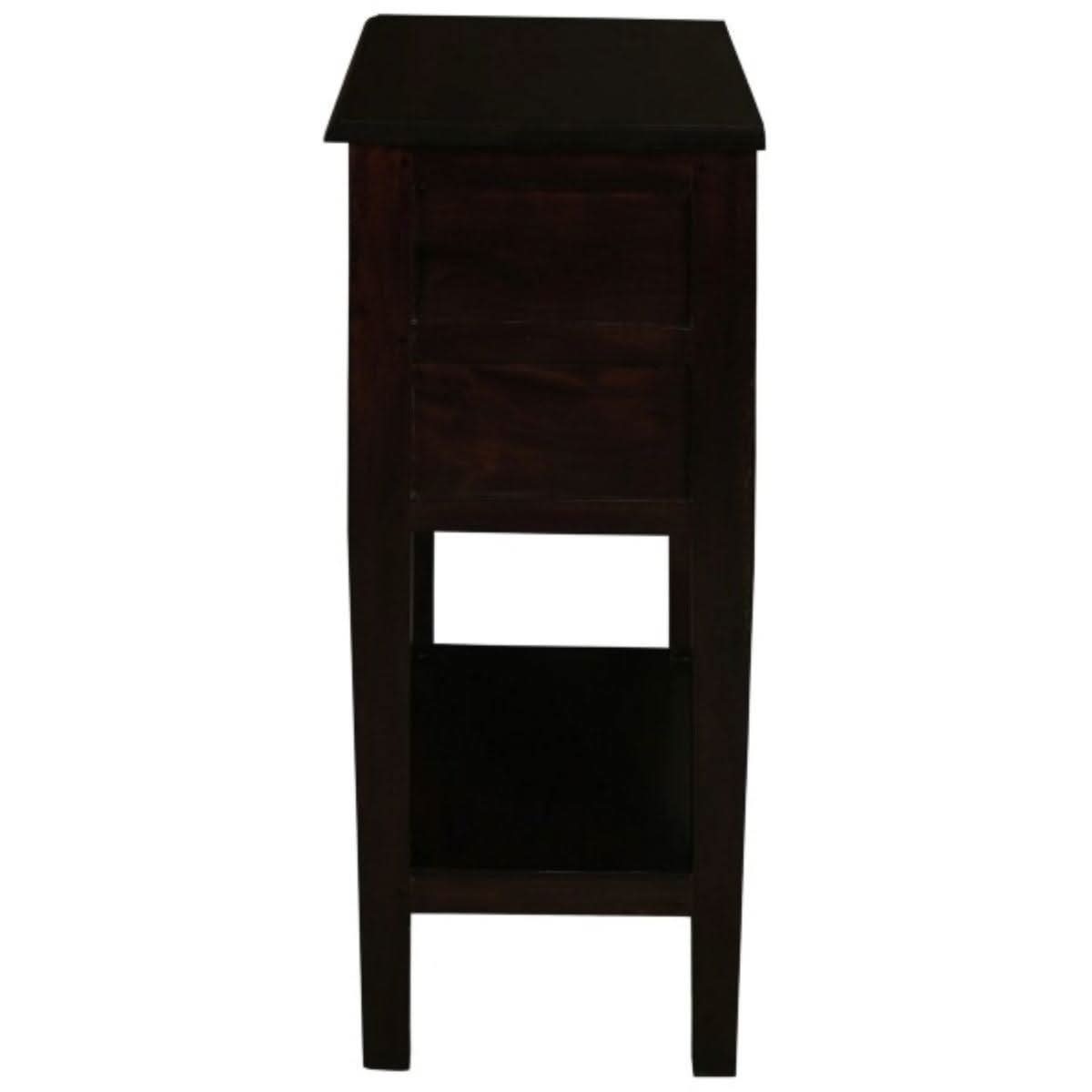 BIRKDALE 3 DRAWER SIDE TABLE/WITH SHELF IN SOLID MAHOGANY- CHOCOLATE - MyChocolateWood