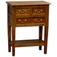 Birkdale Solid Mahogany 3-Drawer Side Table with Shelf in Light Pecan - Chocolate Wood