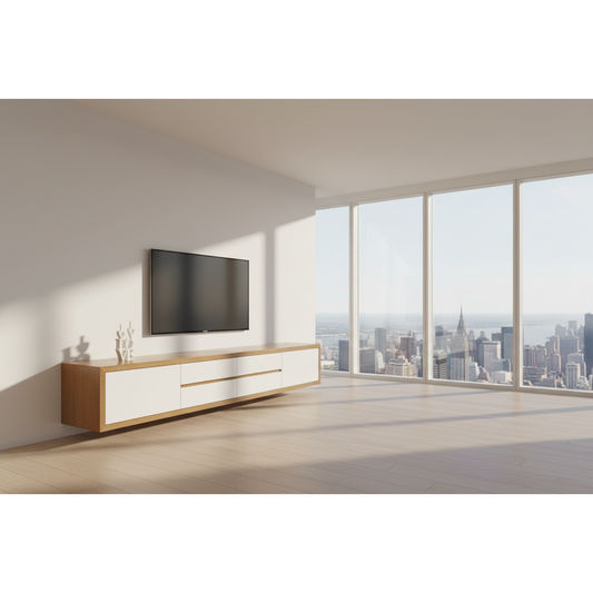 BIRMINGHAM TASSIE OAK WALL MOUNTED TV/ENTERTAINMENT UNIT - LOCALLY MADE - MyChocolateWood