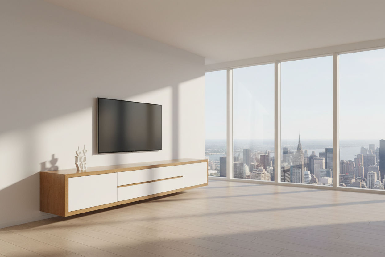 BIRMINGHAM TASSIE OAK WALL MOUNTED TV/ENTERTAINMENT UNIT - LOCALLY MADE - MyChocolateWood