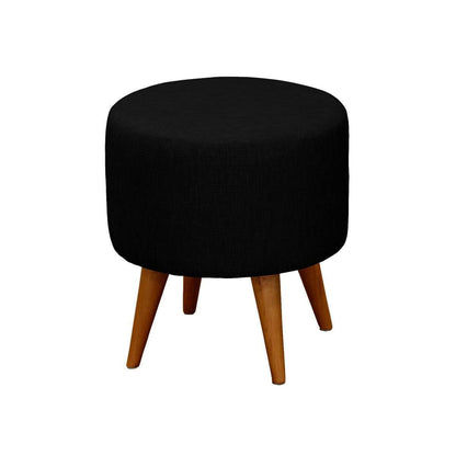 BLAKEMORE ROUND COMMERCIAL GRADE COTTON FABRIC ROUND OTTOMAN STOOL, BLACK