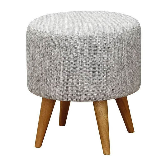 BLAKEMORE ROUND COMMERCIAL GRADE COTTON FABRIC ROUND OTTOMAN STOOL, DARK GREY - MyChocolateWood