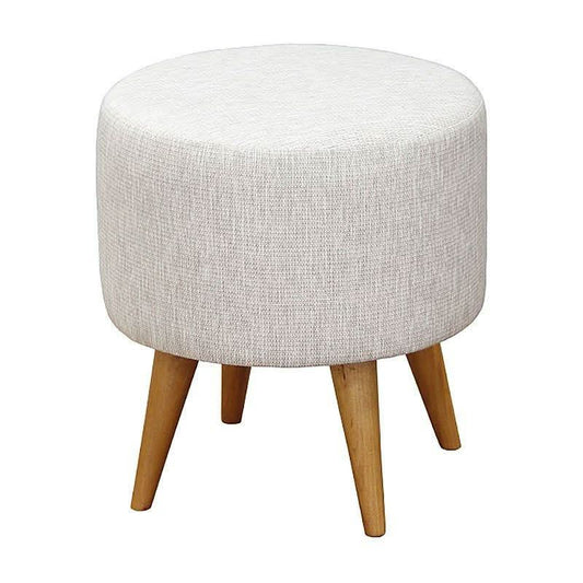 BLAKEMORE ROUND COMMERCIAL GRADE COTTON FABRIC ROUND OTTOMAN STOOL, LIGHT GREY - MyChocolateWood