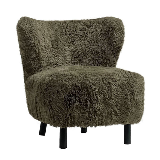 BOHEMIAN FAUX SHEEPSKIN/HARDWOOD CHAIR IN SAGE
