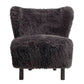 Bohemian Faux Sheepskin & Hardwood Chair in Soot - Chocolate Wood
