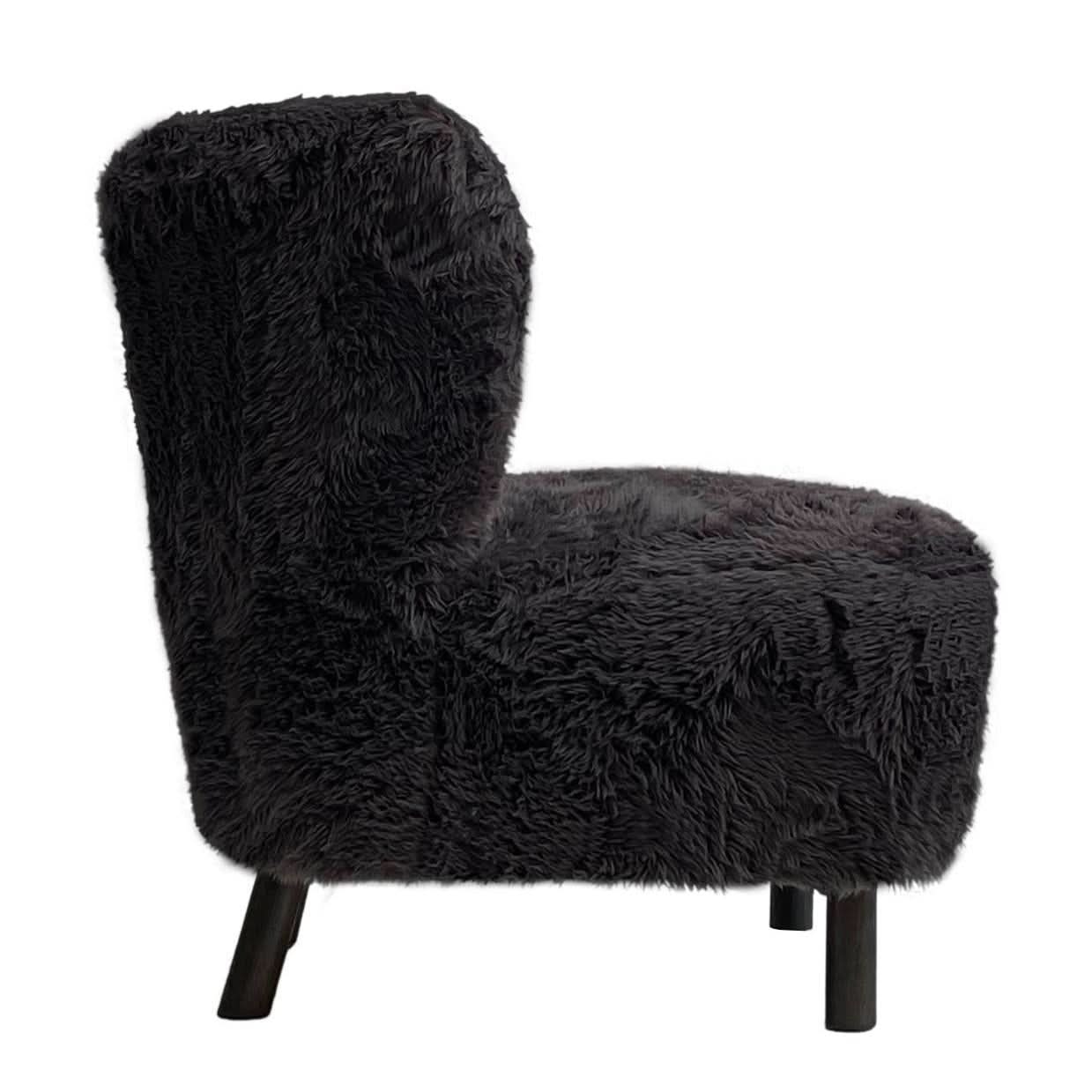 BOHEMIAN FAUX SHEEPSKIN/HARDWOOD CHAIR IN SOOT - MyChocolateWood