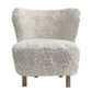 Bohemian Faux Sheepskin & Hardwood Chair in White - Chocolate Wood