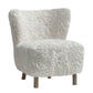 Bohemian Faux Sheepskin & Hardwood Chair in White - Chocolate Wood