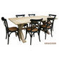 BORDEAUX 198CM RUSTIC HAMPTON STYLE DINING SET (TABLE + 6 CHAIRS IN BLACK) - MyChocolateWood