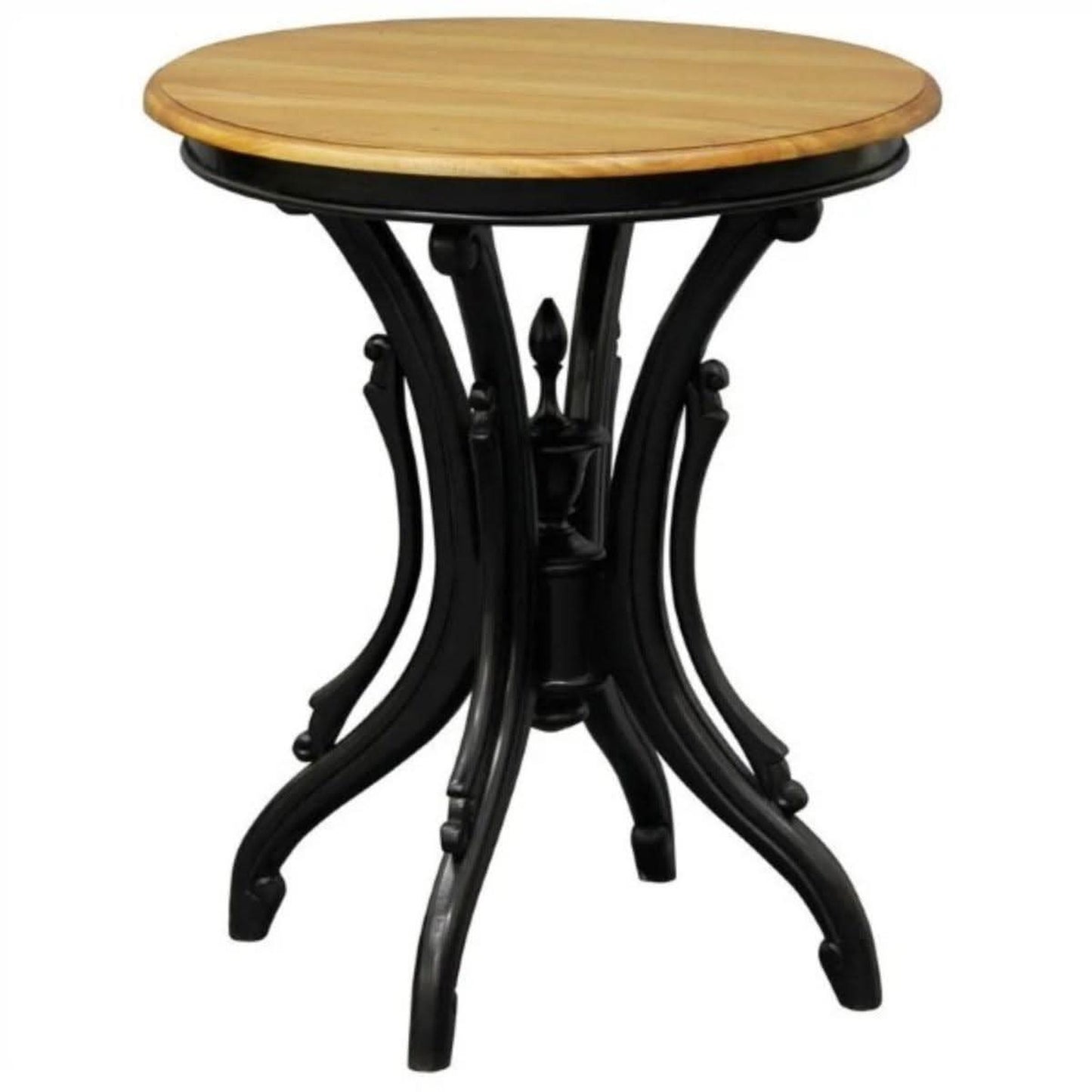 Boris Solid Mahogany Side / Wine Table in Black & Caramel - Chocolate Wood