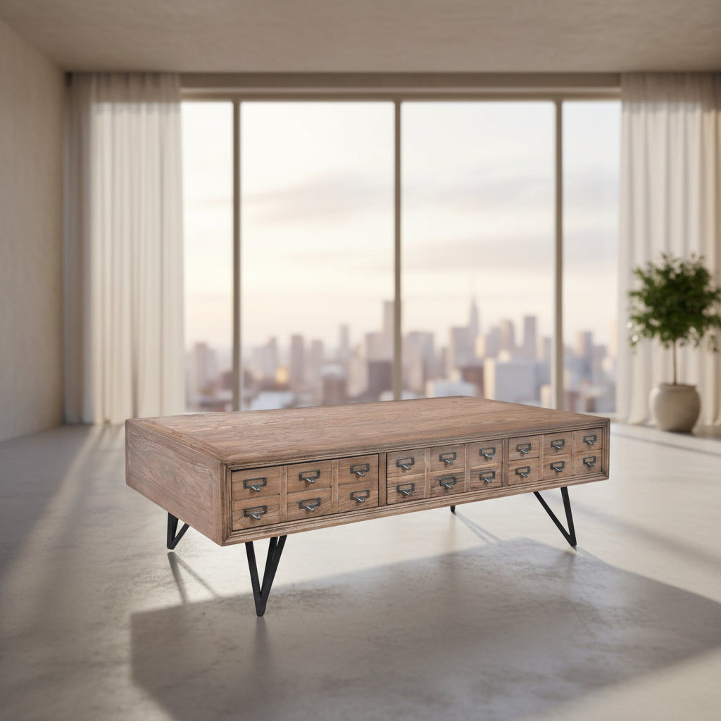 BOSWORTH OLD ELM PHARMACY COFFEE TABLE BLACK & NATURAL - MyChocolateWood