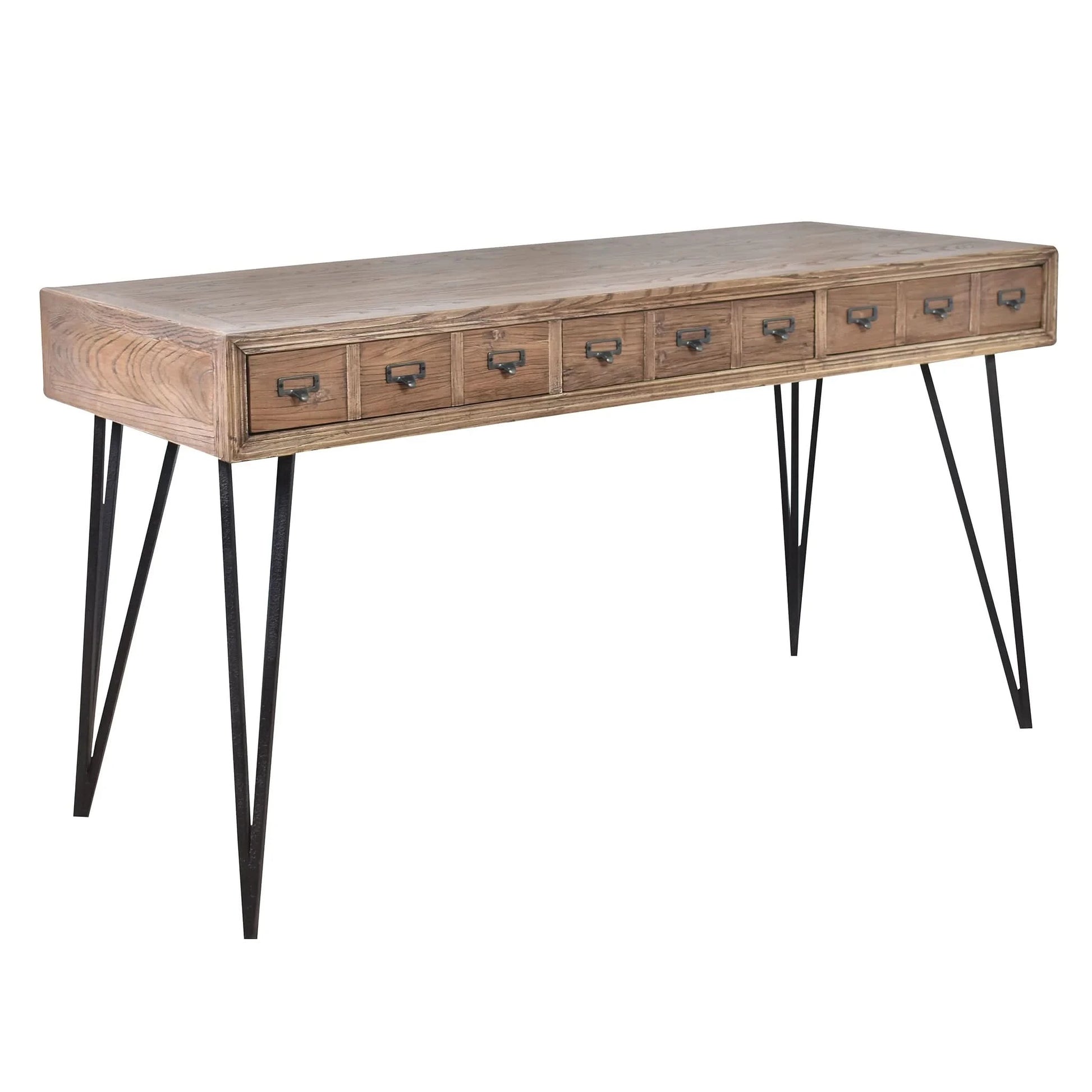 BOSWORTH OLD ELM PHARMACY  HOME OFFICE DESK BLACK & NATURAL - MyChocolateWood