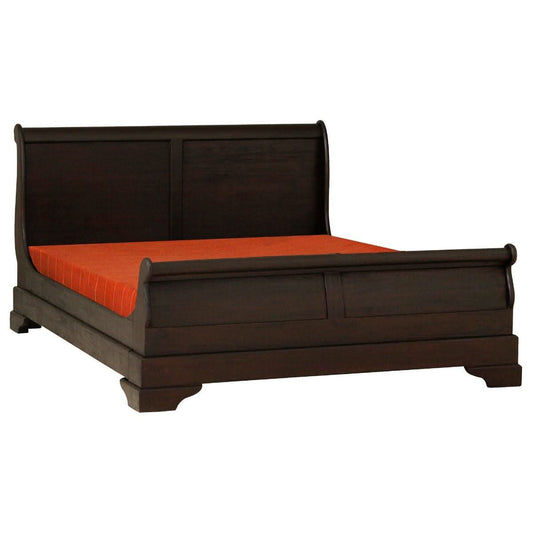 BRADY SLEIGH SOLID MAHOGANY TIMBER QUEEN BED IN CHOCOLATE - MADE TO ORDER - MyChocolateWood