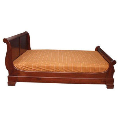 BRADY SLEIGH SOLID MAHOGANY TIMBER QUEEN BED IN MAHOGANY