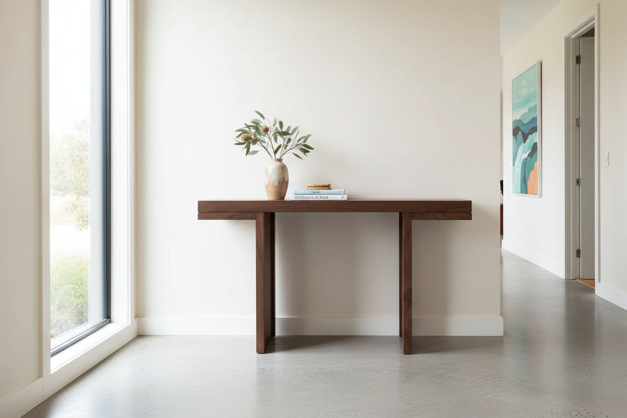 BRENTWOOD CONTEMPORARY CONSOLE TABLE HALL TABLE - WALNUT - MyChocolateWood