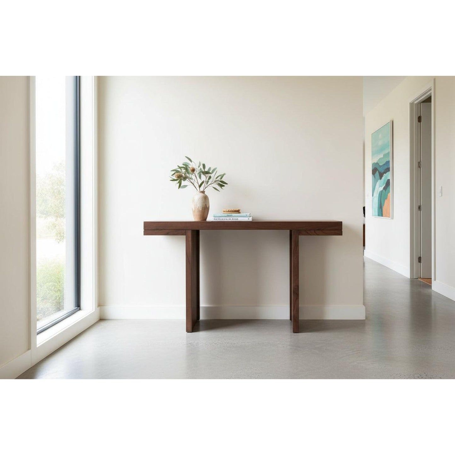 Brentwood Solid Mindi Timber Console Table / Hall Table 130cm in Walnut - Chocolate Wood