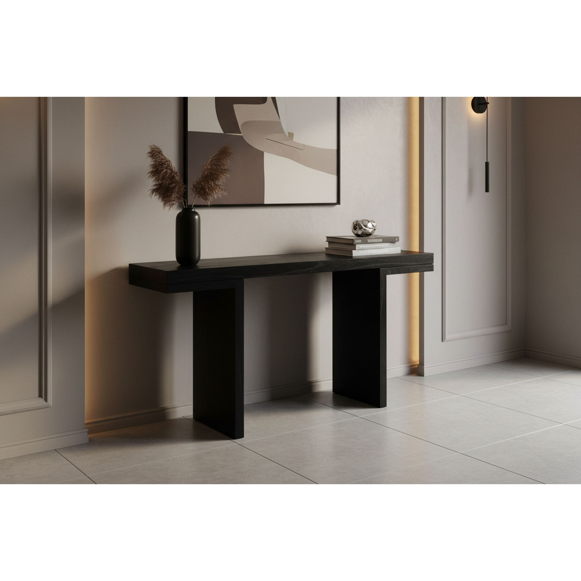 Brentwood Solid Mindi Timber Console Table / Hall Table 130cm in Black - Chocolate Wood