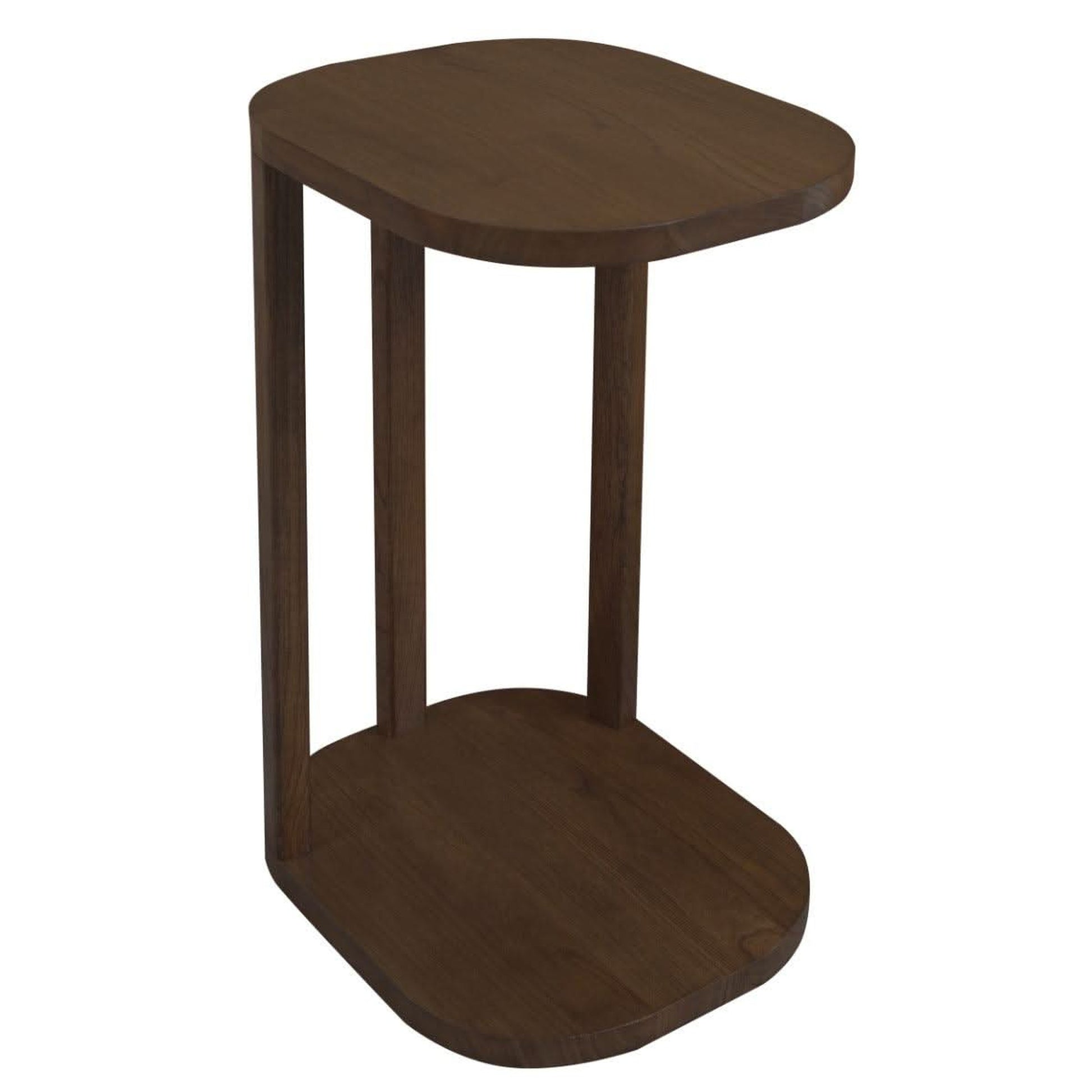 Brentwood Solid Mindi Timber Round Side Table in Walnut - Chocolate Wood