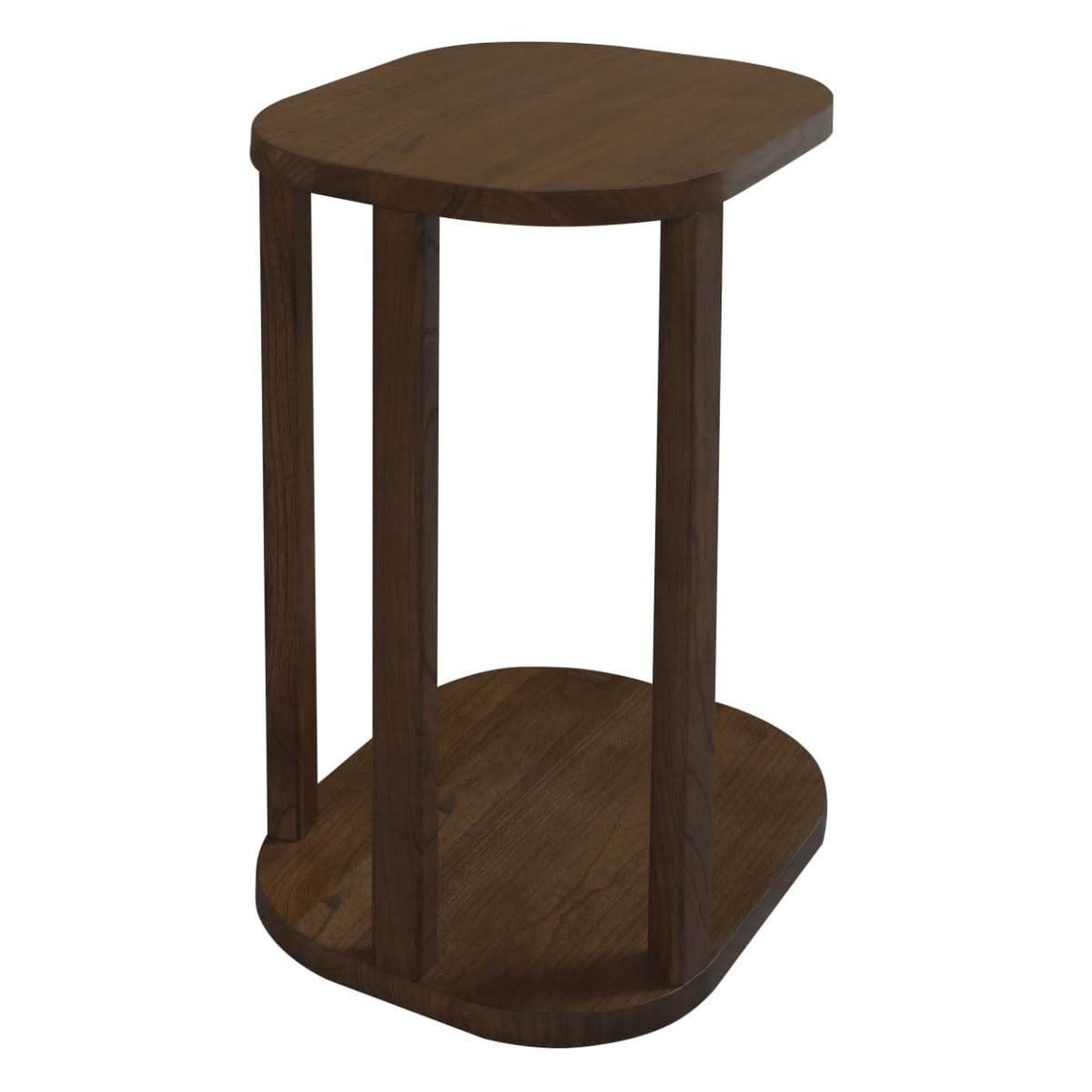 Brentwood Solid Mindi Timber Round Side Table in Walnut - Chocolate Wood