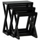 Brescia Solid Mahogany Nest of 3 Tables in Black - Chocolate Wood
