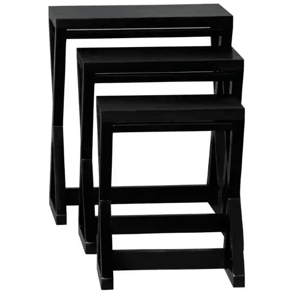 BRESCIA SOLID MAHOGANY NEST OF TABLES/SET OF 3 SMALL SOLID MAHOGANY TABLES IN BLACK - MyChocolateWood